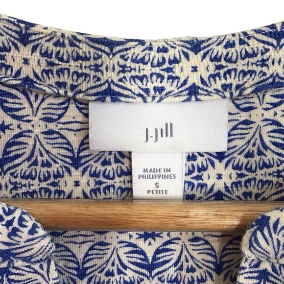 J Jill Floral Sleeveless Aqua Blue V Neck Dress Women’s Size Small Petite NEW - Picture 8 of 13